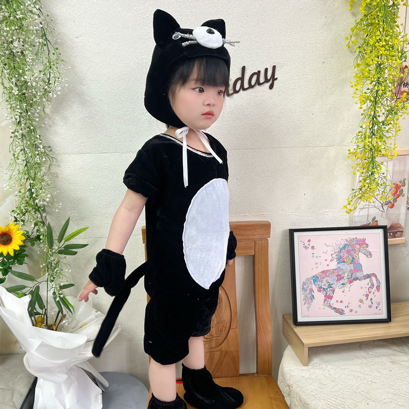 儿童黑猫演出服萌伊豆警长