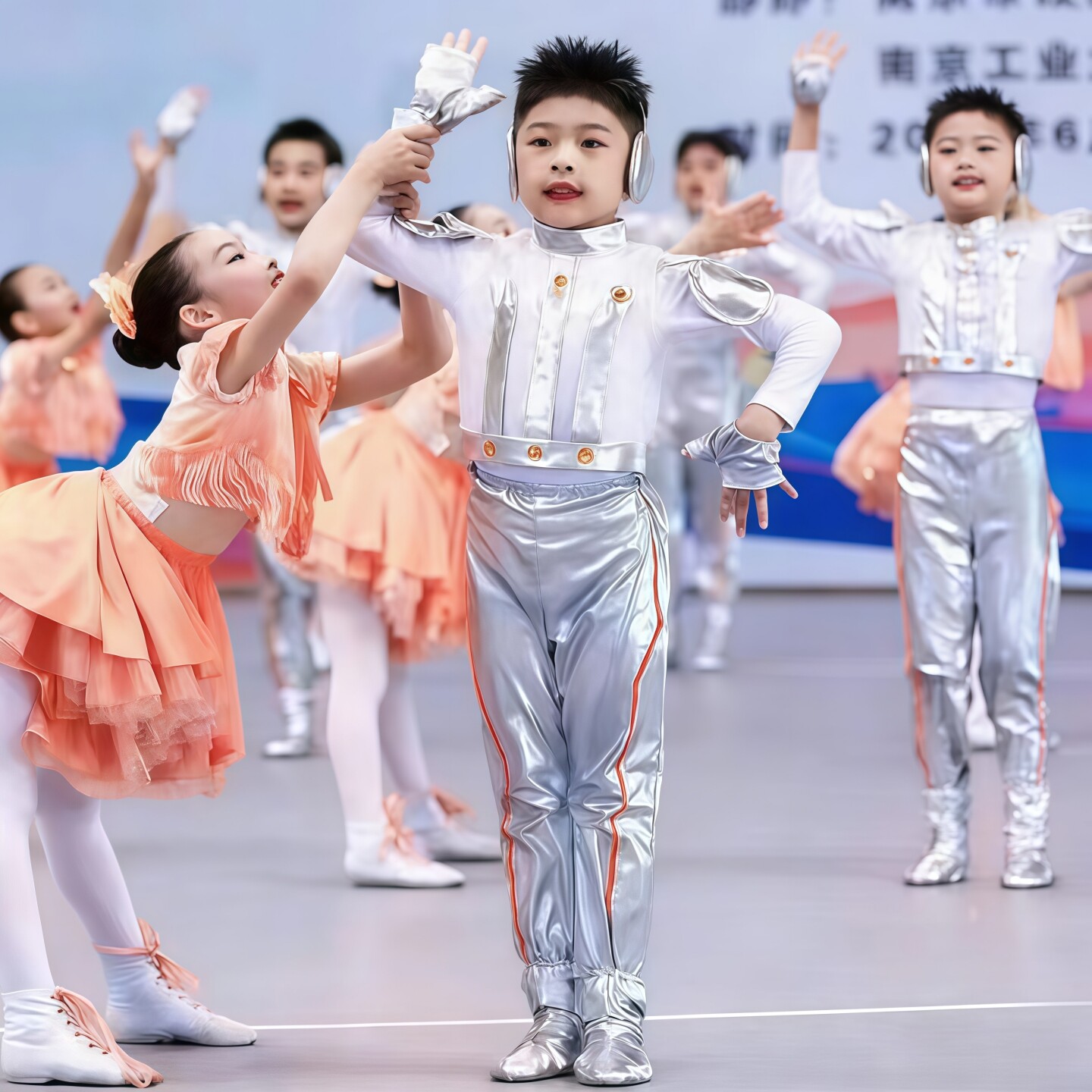 六一我的科技梦演出服AI科技感机器人银色太空服儿童演出服舞蹈服