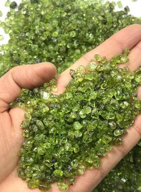 天然橄榄石碎石 绿色小颗粒橄榄石矿物 滴胶DIY美甲 家居装饰墙