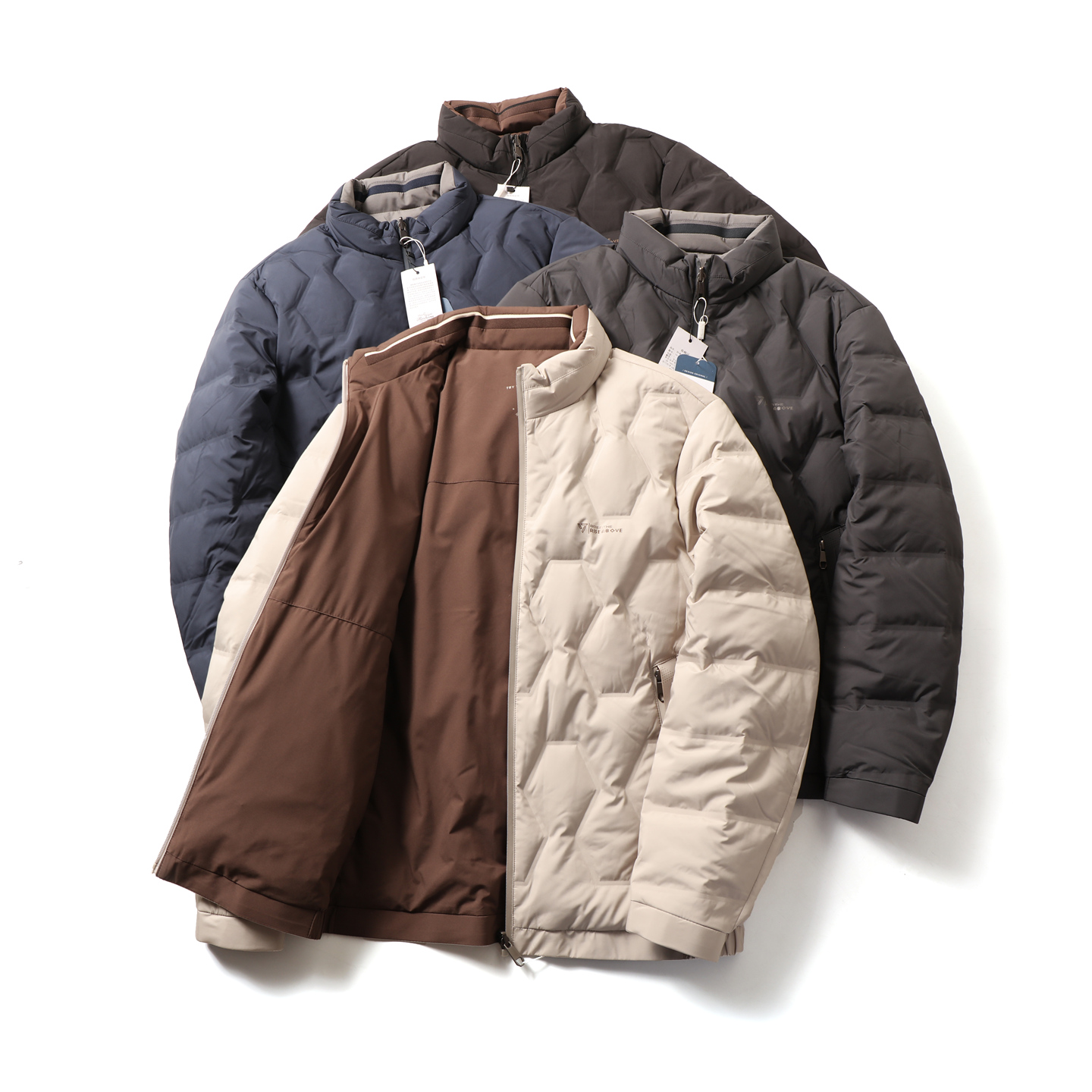 男士双面穿压胶防风保暖羽绒服