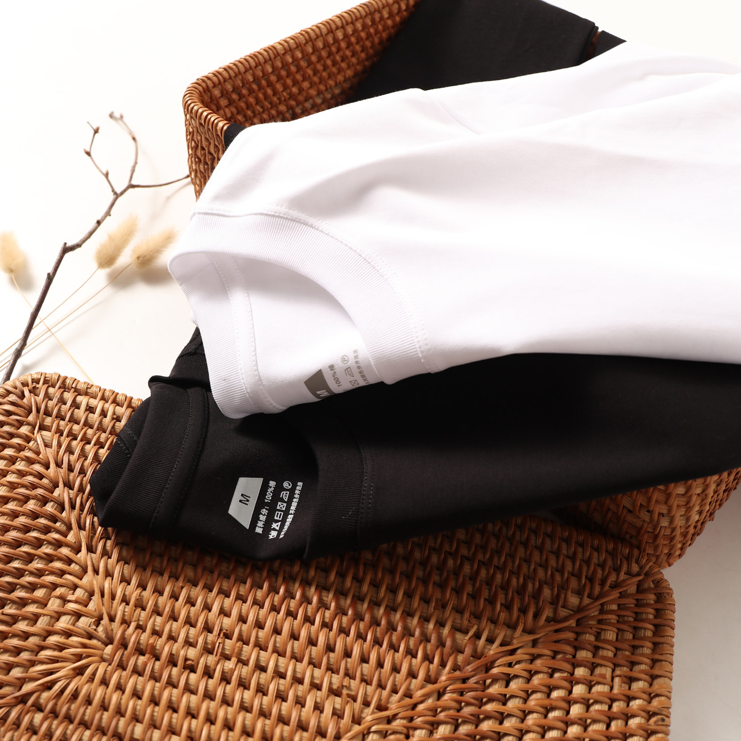 100%纯棉男士圆领长袖T恤