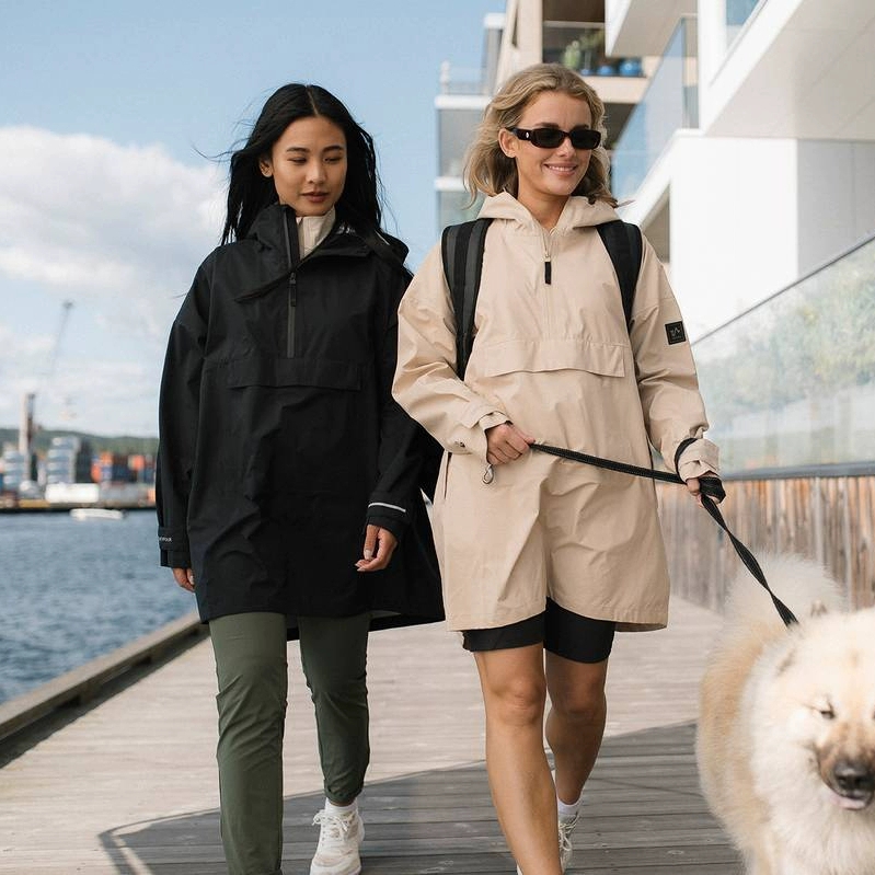 三层压胶男女半拉链中长款风衣