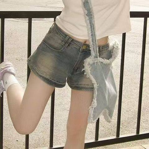 女大童夏装韩版牛仔短裤夏季薄款小个子热裤初中学生洋气高腰裤子