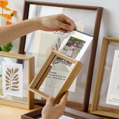 亚克力双面透明相框6寸7寸8寸5实木摆台标本展示画框书法a4装 裱框