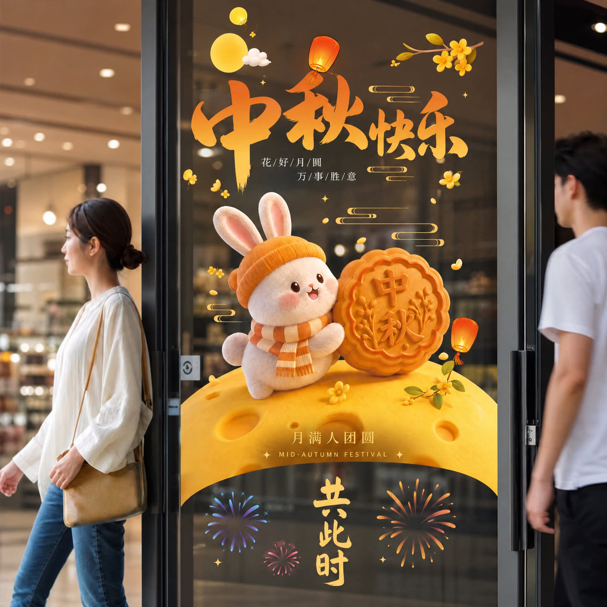 如君自粘贴节日活动静电玻璃贴纸