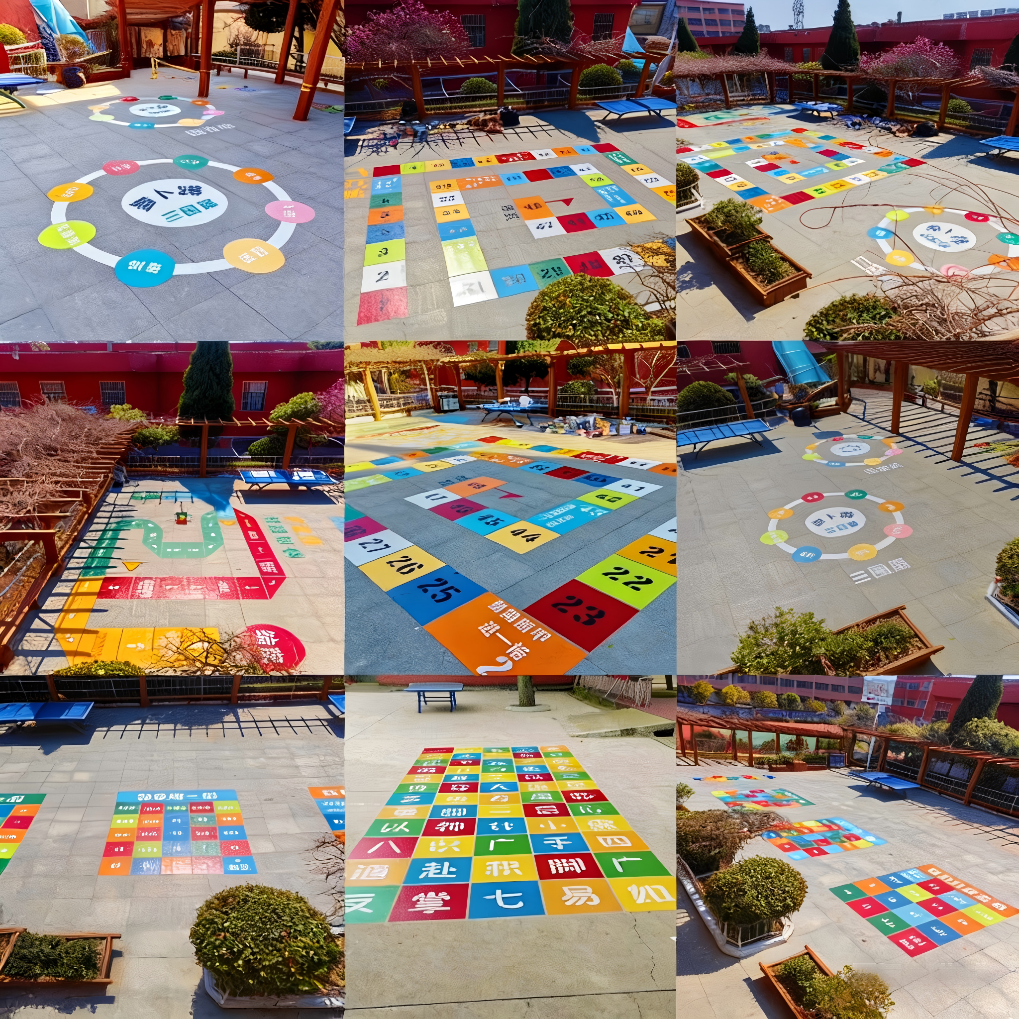 地面游戏镂空模板定制校园喷漆彩绘图案户外儿童跳格子迷宫丢沙包