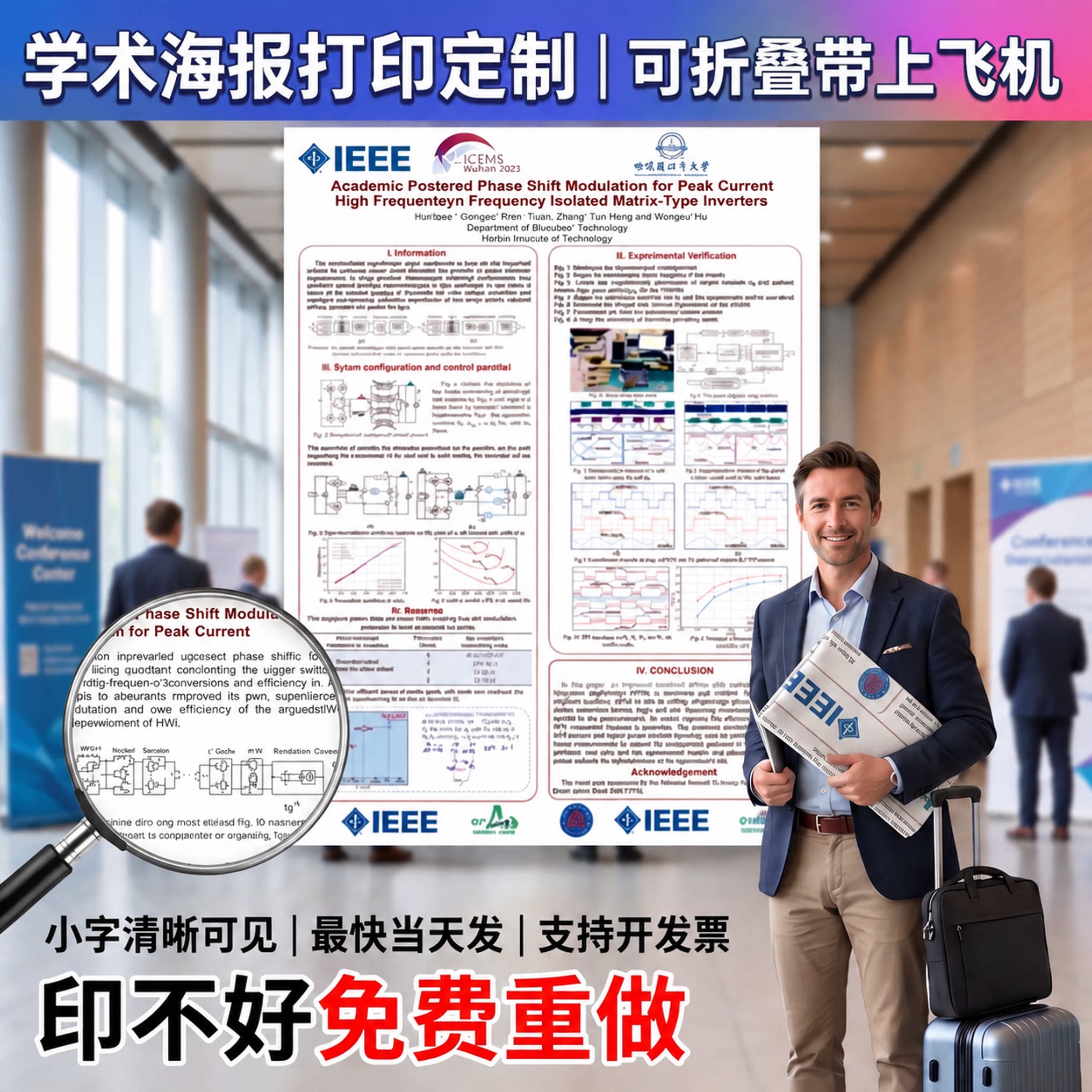 学术海报打印定制A0A1可折叠无折痕Poster会议海报印刷国外参展会图片