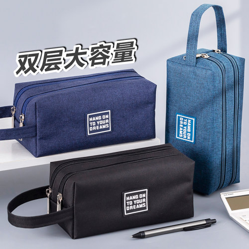 ins高颜值帆布超大容量铅笔袋