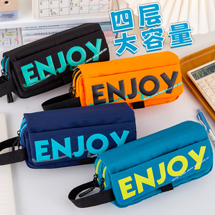 笔袋男生多层多功能大容量小学生文具袋男孩子2024新款炫酷帅气潮流铅笔盒高初中生简约高颜值帆布文具盒耐脏