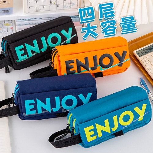 新款潮流帆布多层大容量铅笔袋