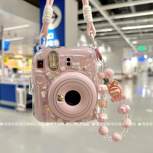 拍立得mini12/11迷你SE保护壳卡通挂绳配件适用富士相机的保护套