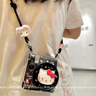 富士拍立得mini99保护壳斜跨绳镜头盖贴纸迷你相机保护套全套配件