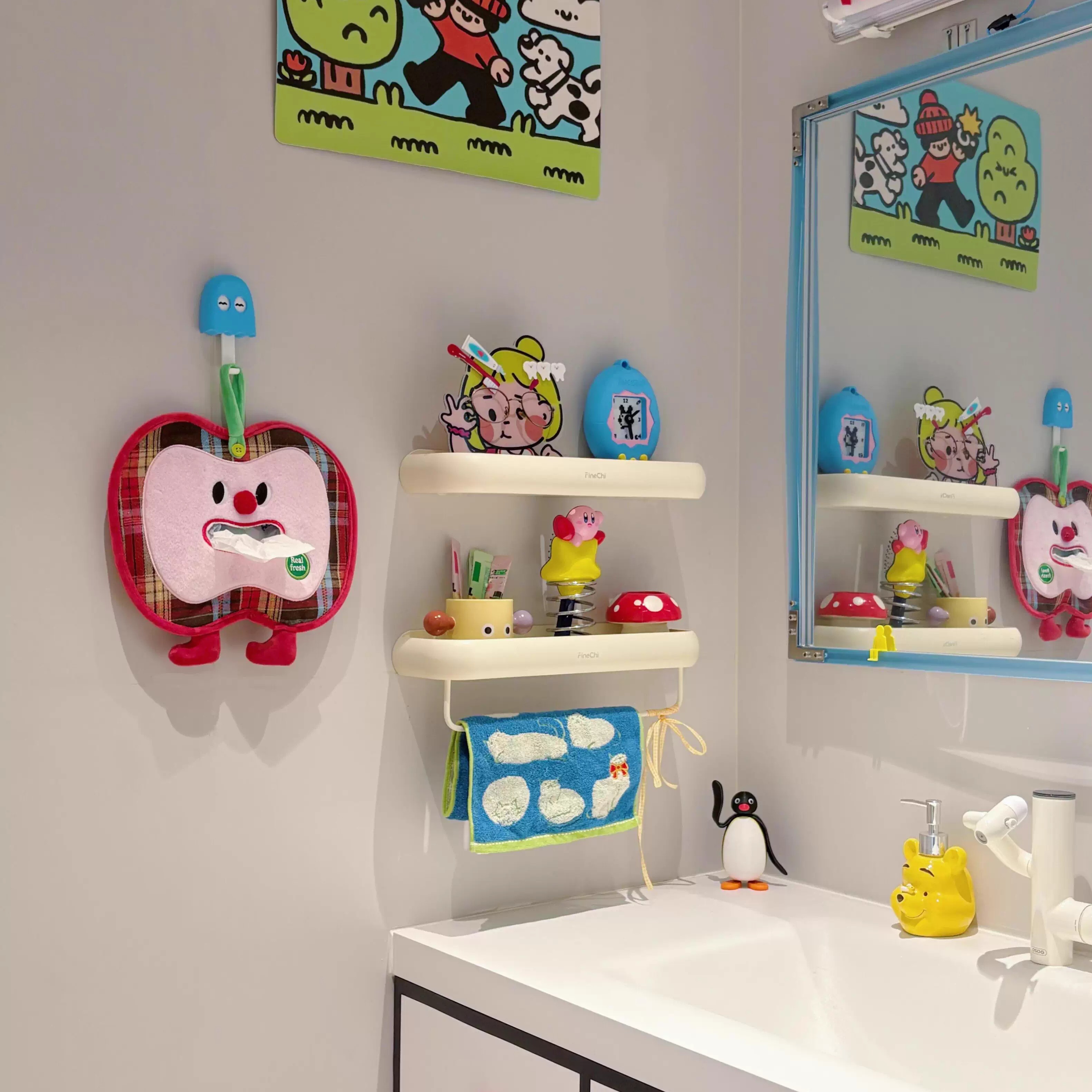 苹苹安安悬挂式纸巾袋卫生间免打孔壁挂洗脸巾挂袋卧室车载抽纸袋