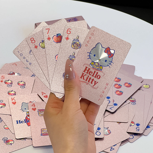 哈喽Kitty扑克牌高颜值PVC防水纸牌卡通kt猫娱乐休闲益智小桌游