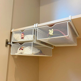 太省空间了~衣柜拉篮抽屉式免打孔袜子内衣裤整理盒分层收纳神器