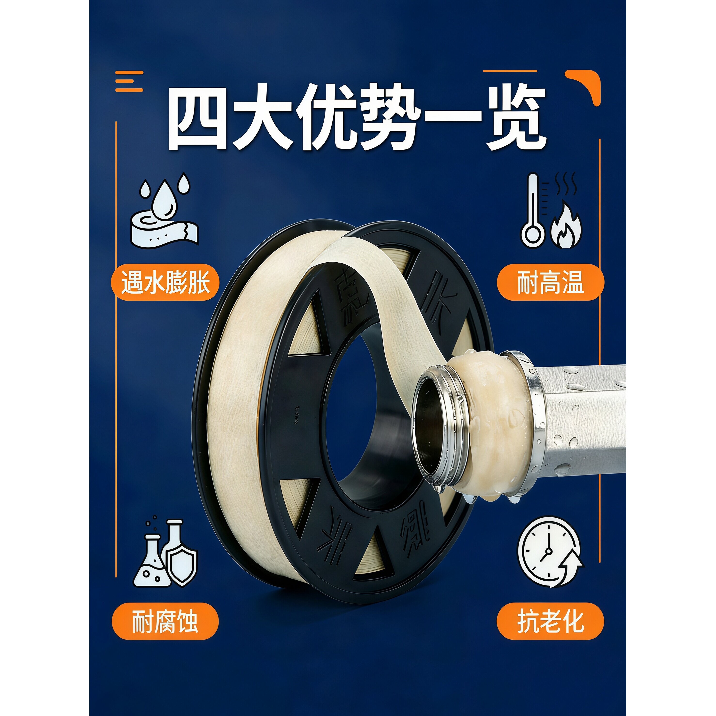 缠三下!新型膨胀麻丝生料带水龙头管道防水密封带加厚宽水暖密封
