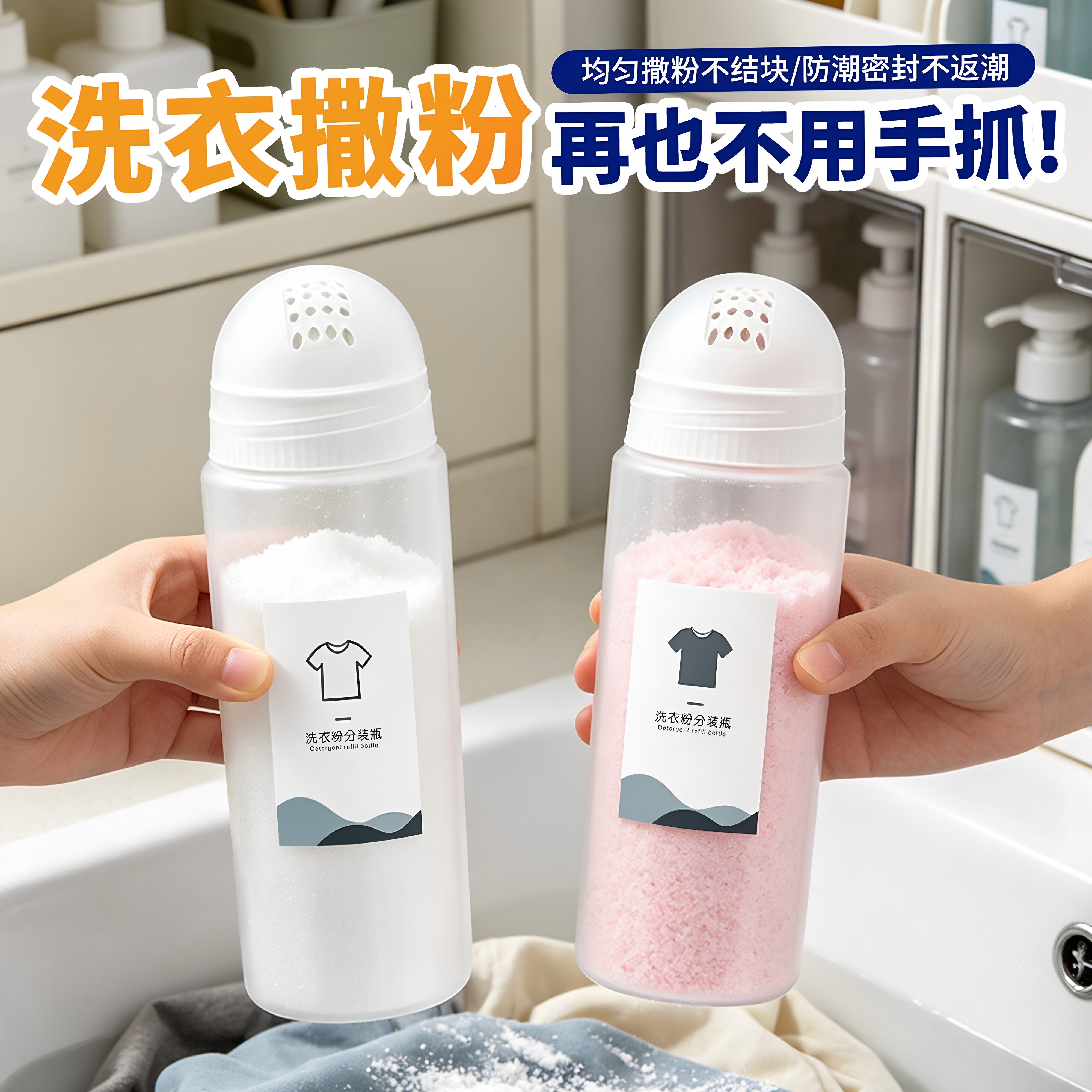 家用洗衣撒粉罐密封防漏分装瓶大容量磨砂可视洗衣粉留香珠储存罐