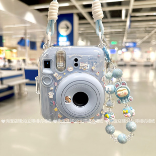 可爱拍立得mini12/11/迷你SE保护壳挂绳贴纸适用于富士相机保护套