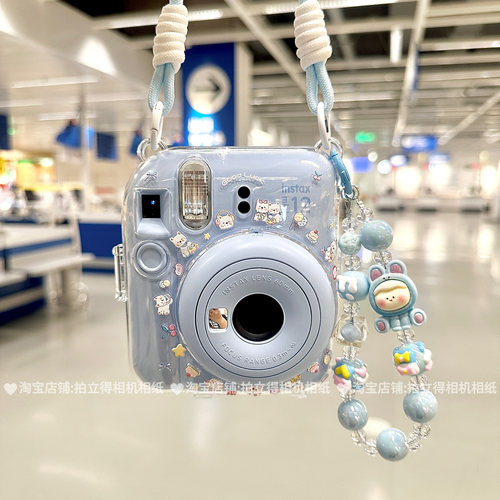 可爱拍立得mini12/11/迷你SE保护壳挂绳贴纸适用于富士相机保护套