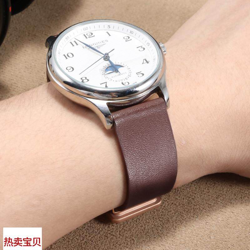 适用原装手表带男女真皮带适用欧米茄ck浪琴天梭dw上海机械表折叠