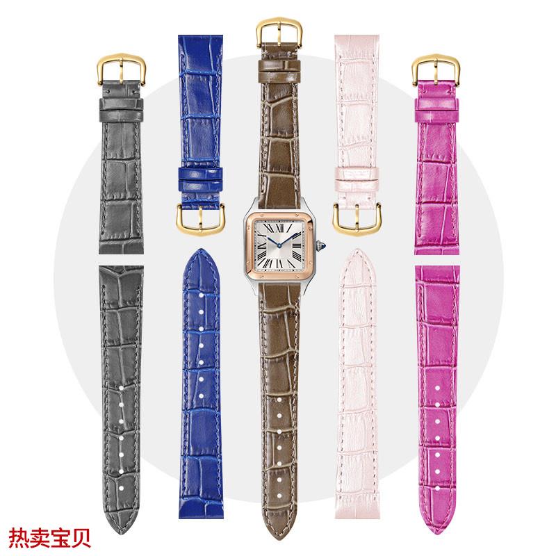 适用原装卡地亚杜蒙真皮快拆手表带针扣大中小号山度士表带男女款