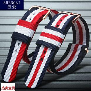 适用原装学生潮流尼龙防水帆布表带DW斐乐手表带1614mm超薄表链配