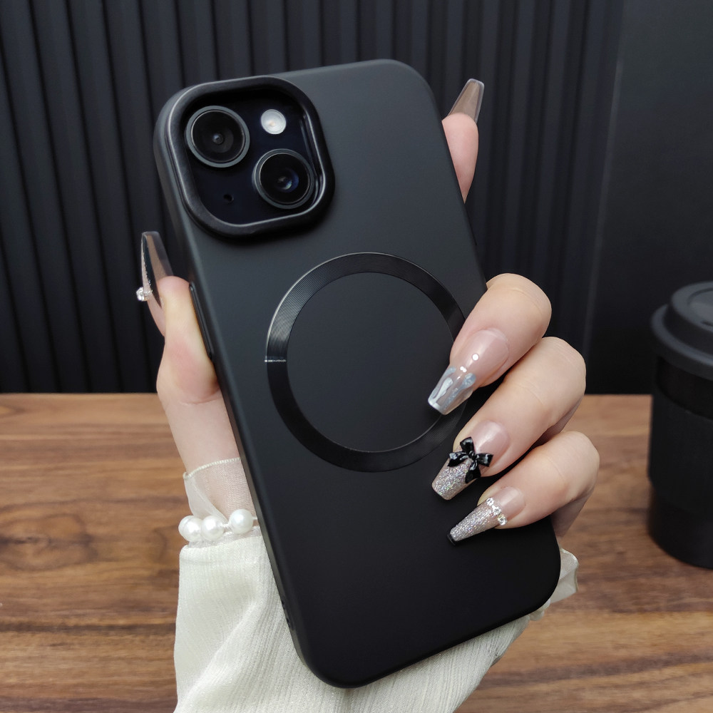适用苹果16手机壳iPhone15ProMax合金折叠支架14磁吸充电肤感磨砂防摔新款大孔高级感保护套时尚C42