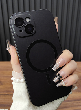 适用苹果16手机壳iPhone15ProMax玻璃镜头膜14Plus合金边框13磁吸充电12金属防摔全包保护套时尚C98