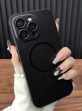 适用苹果16ProMax手机壳iPhone15玻璃镜头膜14Plus合金边框13磁吸充电12金属防摔全包保护套简约C98