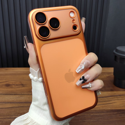 适用苹果17ProMax手机壳iPhone16玻璃镜头膜15Plus肤感磨砂14超薄硬壳13防摔哑光电镀12时尚保护套D13