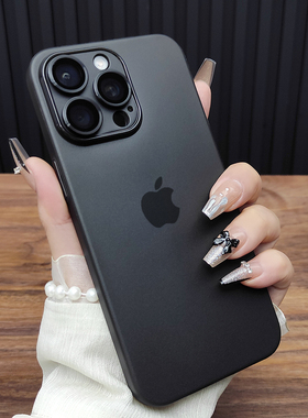 适用苹果16ProMax手机壳iPhone15自带合金玻璃镜头膜14Plus肤感磨砂13超薄全包12保护套简约B18