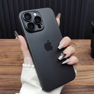 适用苹果16ProMax手机壳iPhone15自带合金玻璃镜头膜14Plus肤感磨砂13超薄全包12保护套简约B18