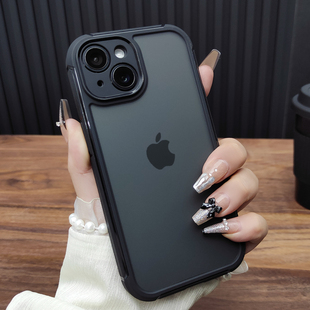 适用苹果15手机壳iPhone14Plus气囊防摔13ProMax肤感磨砂12全包11保护套XSMAX防滑XR时尚 B38