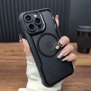 适用苹果17手机壳iPhone16ProMax新款 15碳纤维纹理14磁吸充电13防指纹12防摔硅胶保护套全包简约A42