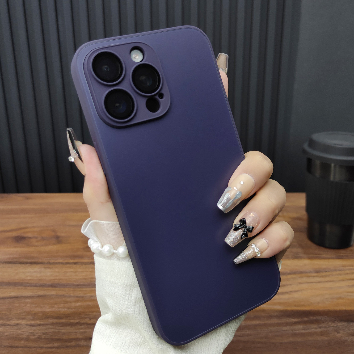 适用苹果17手机壳iPhone16ProMax钢化玻璃13Pro磨砂玻璃14全包超薄防摔12AG硅胶直边11自带镜头膜15暗夜紫B07