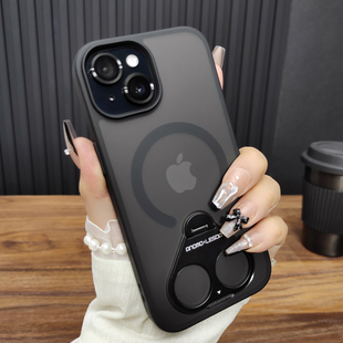 适用苹果16ProMax手机壳iPhone15合金镜头膜14Plus折叠旋转支架13磁吸充电12防摔硅胶新款 D51 保护套个性