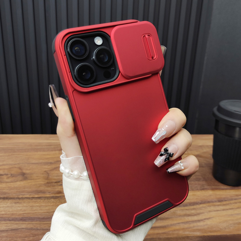 适用苹果17手机壳iPhone16ProMax滑盖15镜头14Plus气囊防摔13肤感磨砂12硅胶新款全包11保护套中国红C46