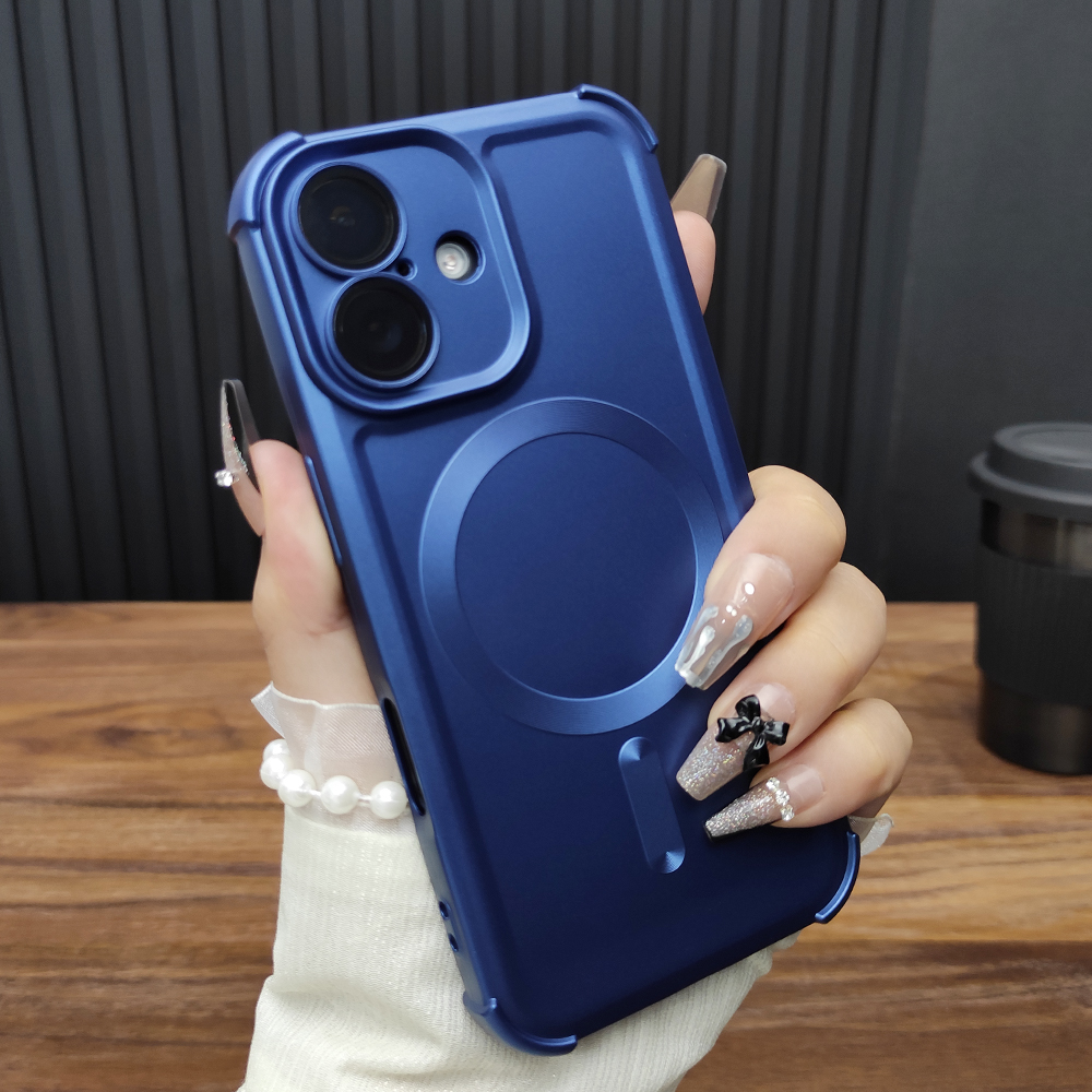 适用苹果16ProMax手机壳iPhone15自带镜膜14Plus四角气囊13磁吸12防摔11硅胶XSMAX新款XR网红78Plus深海蓝D49