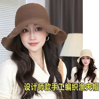 经典百搭咖色特细手工编织草帽