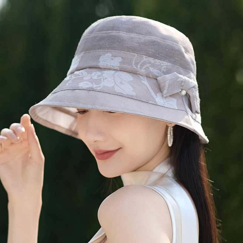夏季女款防晒显脸小蝴蝶结盆帽