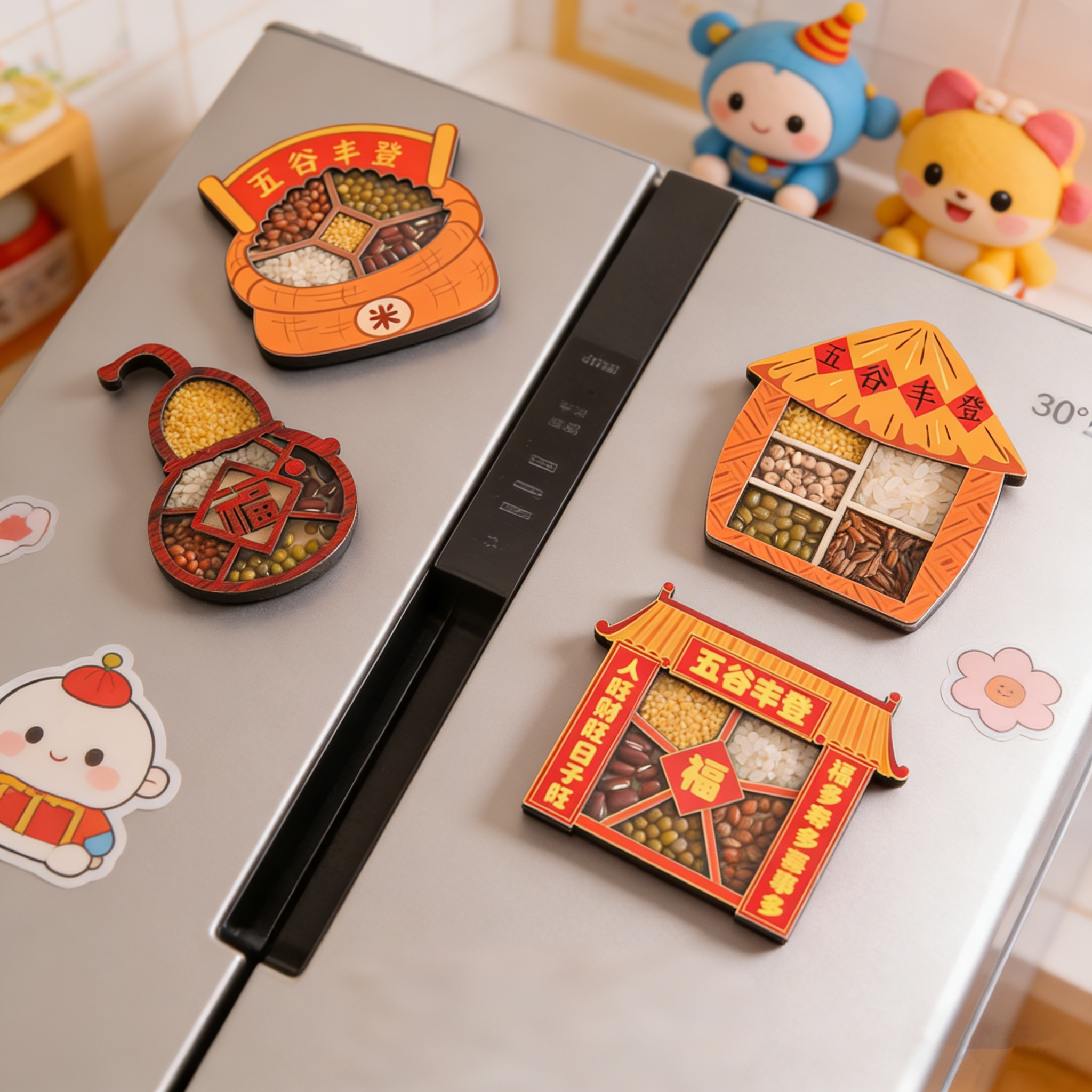 米桶好寓意农家创意磁吸贴冰箱贴磁力贴门贴居家五谷丰登磁性贴,家居饰品,冰箱贴,淘宝优惠券,粉丝福利购,淘宝优惠卷