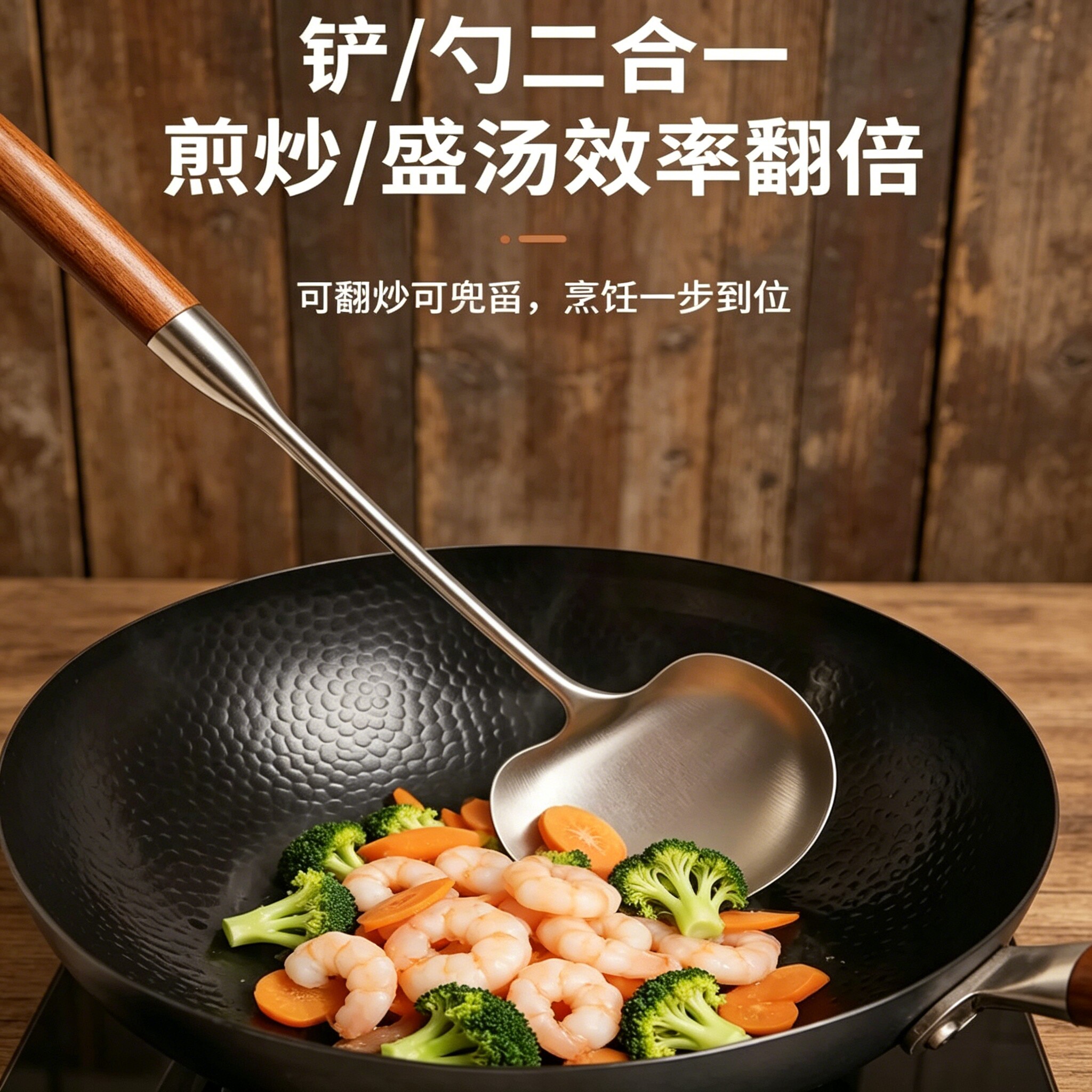 锅铲饭店实心不锈钢商用新款炒勺全套勺铲