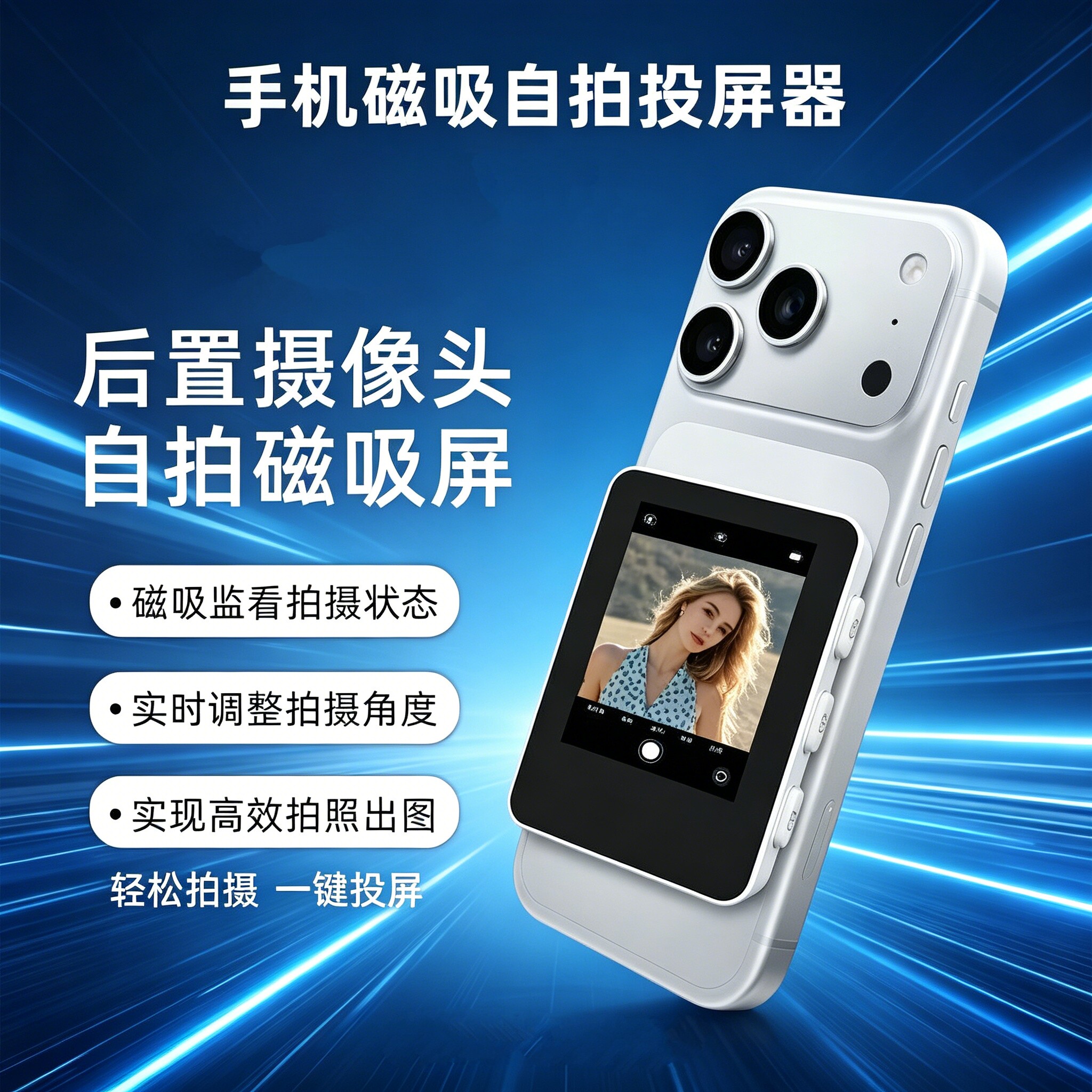 显示屏控制自拍后置工具旅游神器器拍摄学生户外蓝牙摄影投屏器