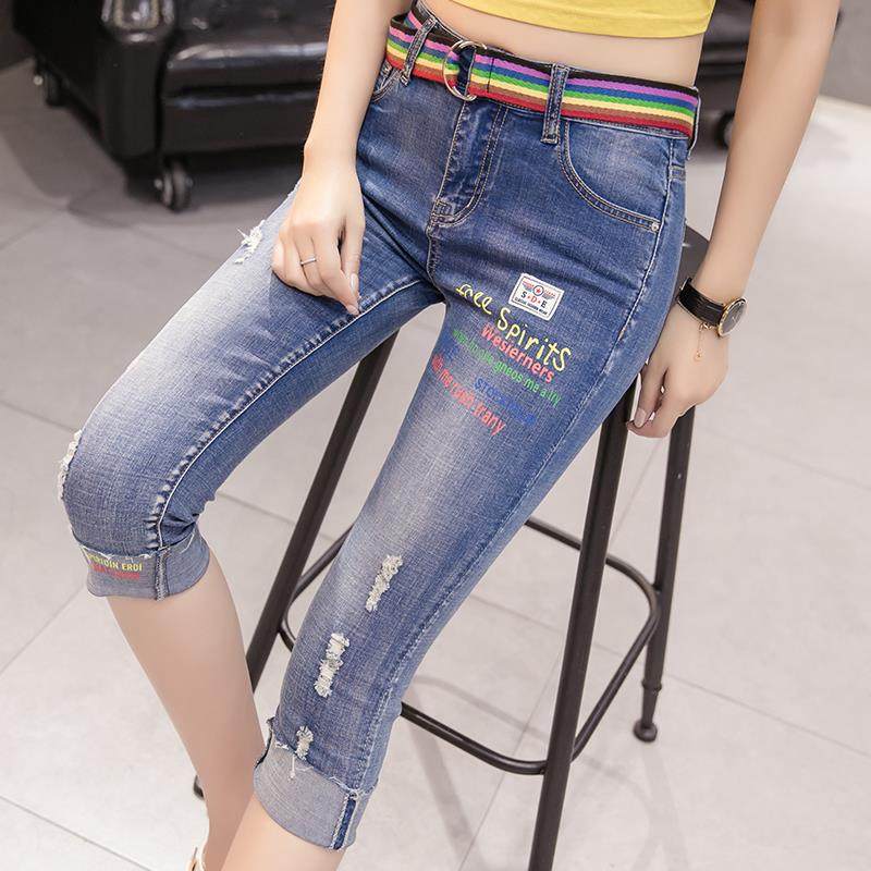 夏季破洞七分牛仔裤女薄款弹力半截短裤夏天7分半腿裤子2018新款6在类目 女装/女士精品, 牛仔裤中 - 来自Buy2taobao.com提供专业的淘宝代购服务