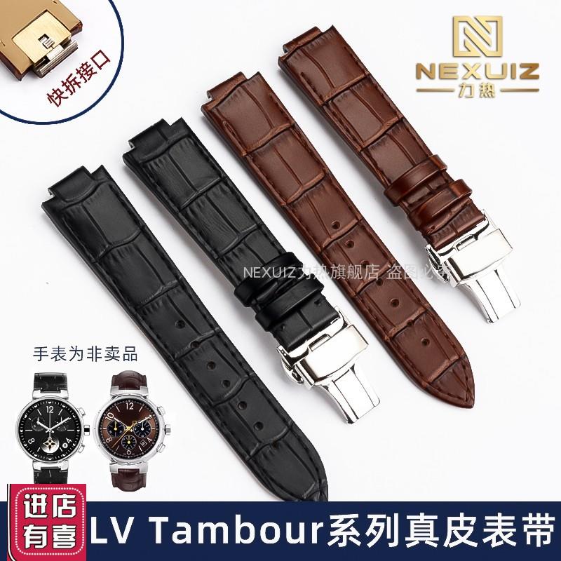 适配快拆牛皮表带适配LV Tambour系列Q1121 男真皮手表带蝴蝶扣12