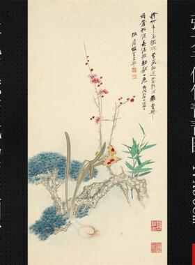 大千国画花鸟修竹青青图宣纸微喷打印复b制画版画客厅玄关装饰画
