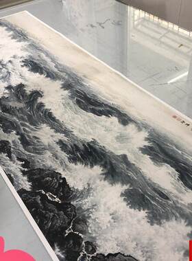 店餐厅包间装饰画观海听涛 中餐I馆配画高清绢布微喷画芯定制