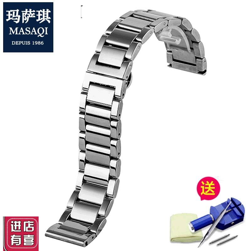 代用汉密尔顿万i宝龙手表带钢带卡其爵士野战男不锈钢表链20/22mm