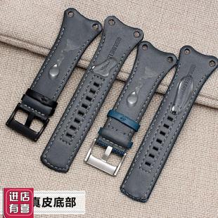 帆布真皮底手表带适配CK手表qK4B384B3K4B371B6K4B371B3男表配件