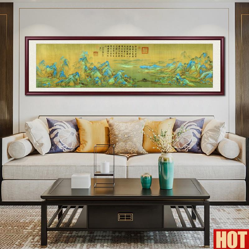 里江山图仿古画客厅装饰画富春山居国画清明上河图新U中式山水画